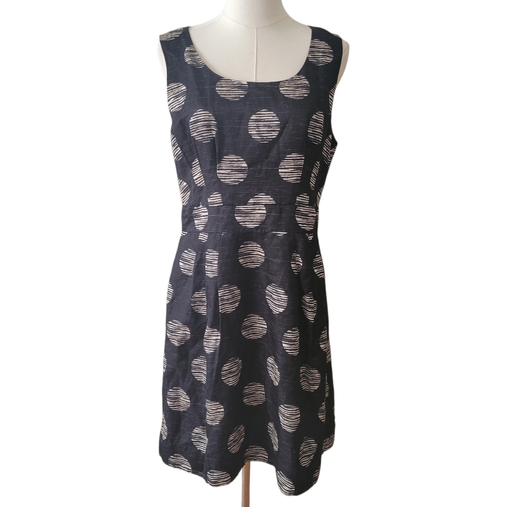 Banana Repiblic Black Graphic Sleeveless Fit & Flare Dress Size 12 Petite